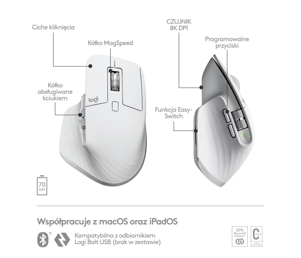 LOGITECH MX Master 3s MAC Pale Grey - 1080183 - zdjęcie 12